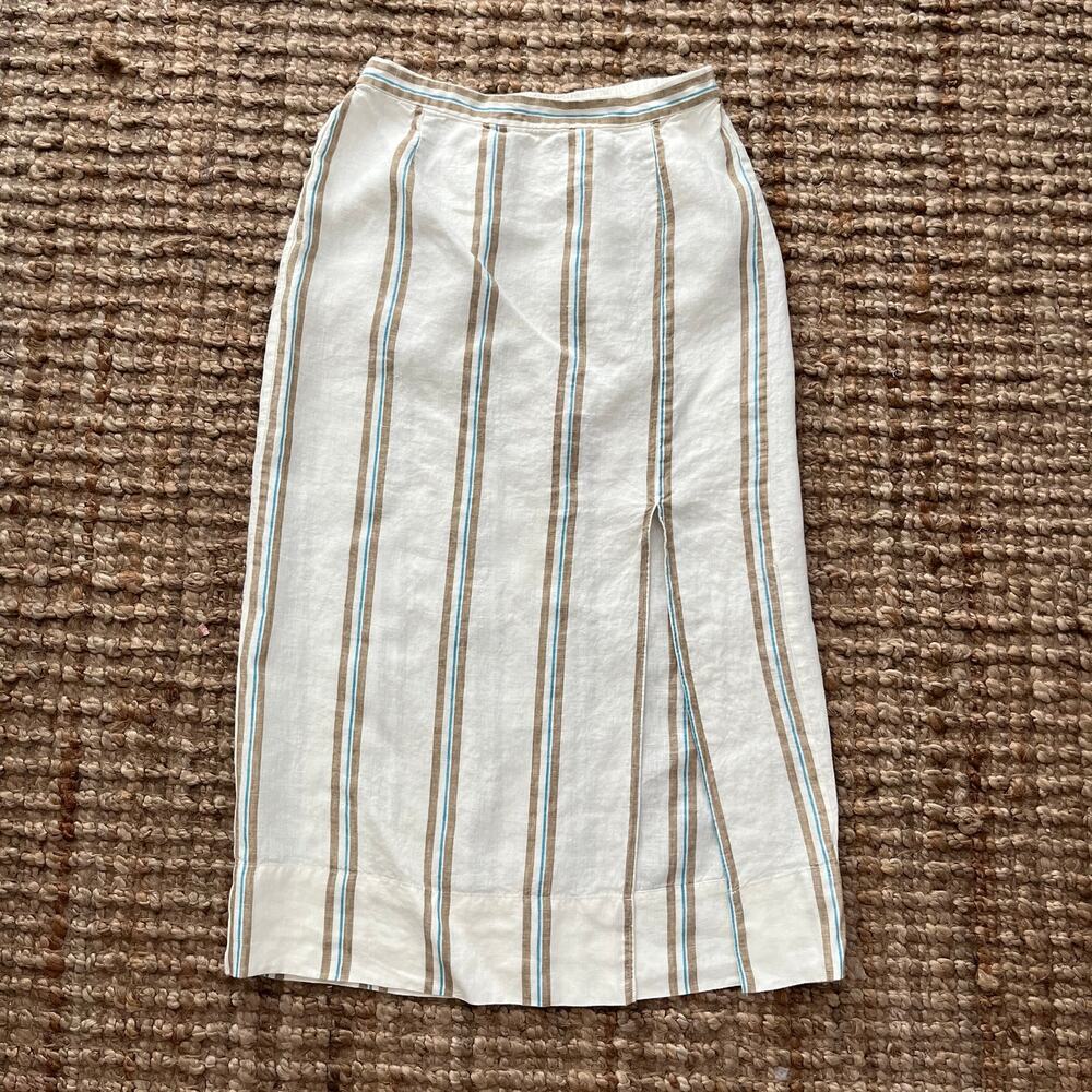 Madewell Column Maxi Skirt 100% Linen Surplus Stripe Size L NWOT Resort Coastal - Picture 2 of 10